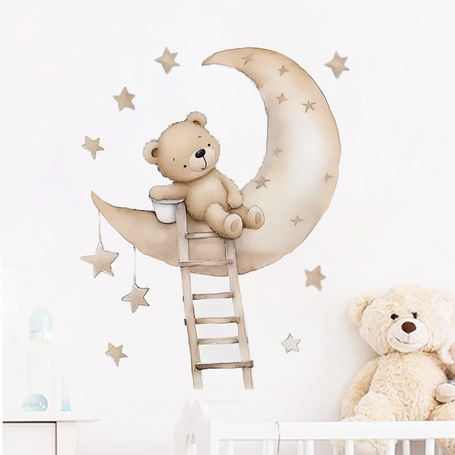 Baby Nursery Decor Girl - Lindo oso estrella nube pegatinas de