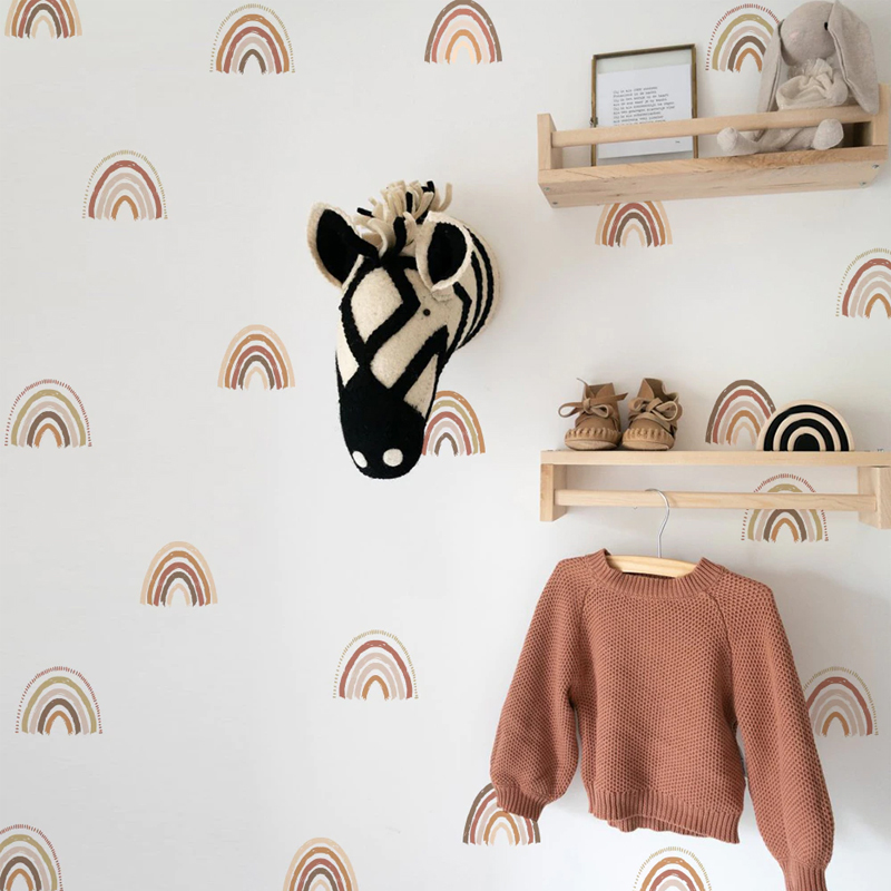 Baby Nursery Decor Girl - Calcomanías de pared de arcoíris bohemio,