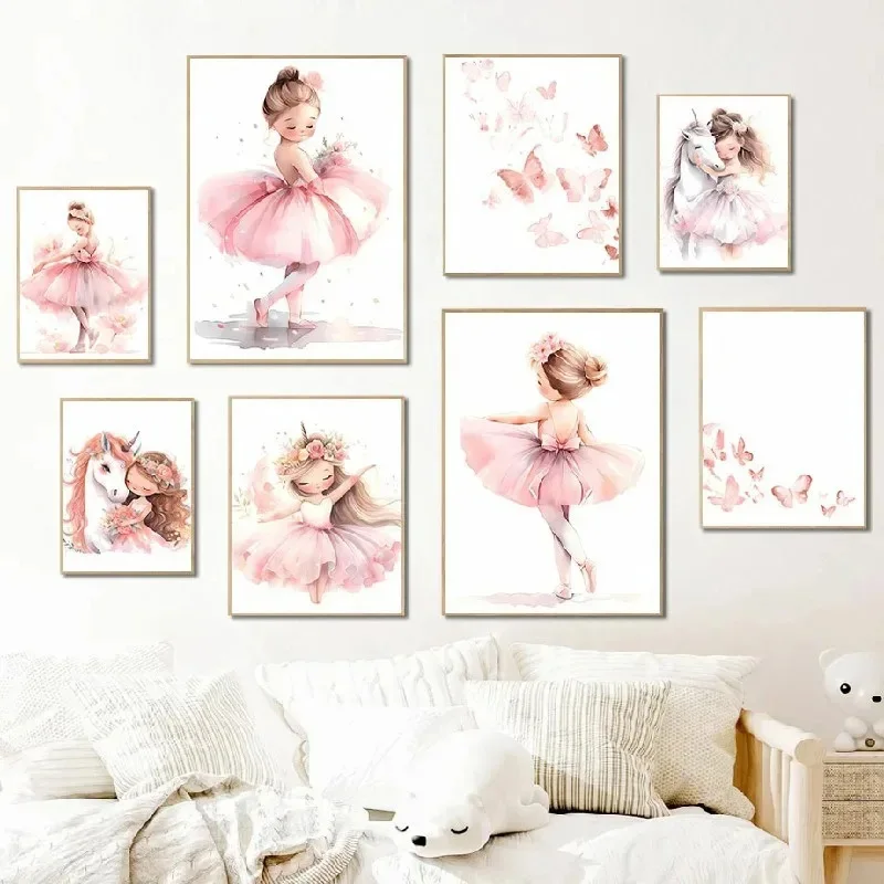 Baby Nursery Frames - Póster de mariposa y unicornio de