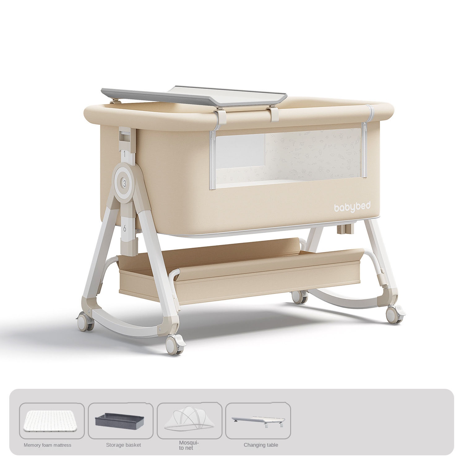Baby Nursery Trolley - Cuna para Bebé, Portátil y Ajustable,