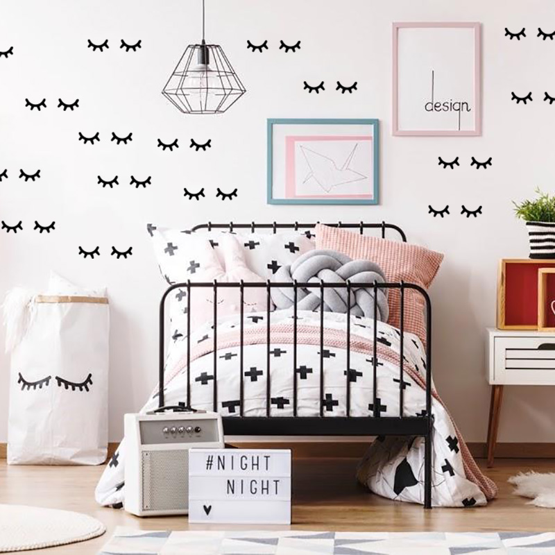 Baby Nursery Decor Girl - Pegatinas de pared de pestañas para