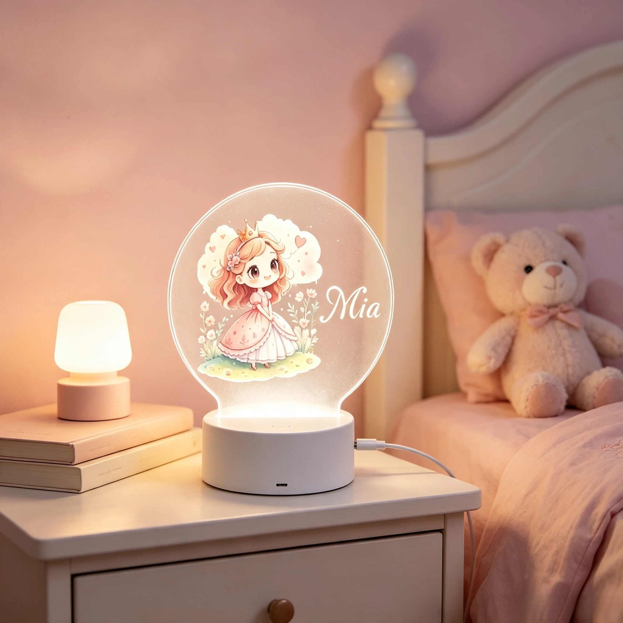 Linda Lámpara Nocturna Acrílic - Baby Nursery Decor Girl reseña y precio