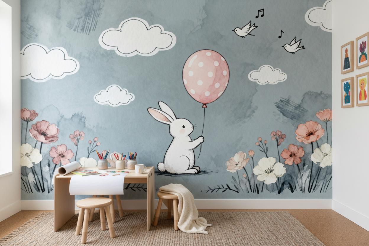 Mural de pared con dibujos ani - Baby Nursery Peel And Stick Wallpaper reseña y precio